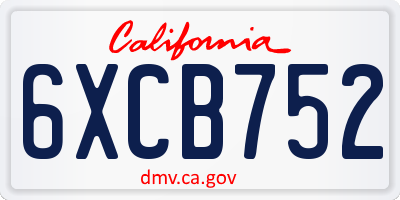 CA license plate 6XCB752