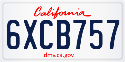 CA license plate 6XCB757