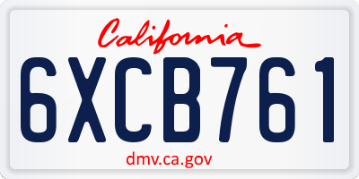 CA license plate 6XCB761