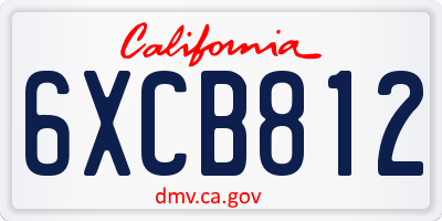 CA license plate 6XCB812
