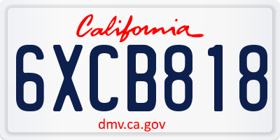 CA license plate 6XCB818