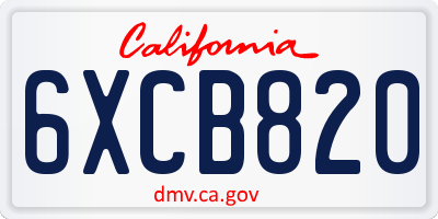 CA license plate 6XCB820