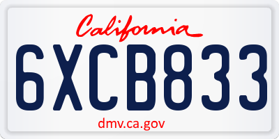 CA license plate 6XCB833