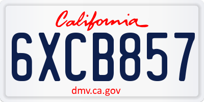 CA license plate 6XCB857