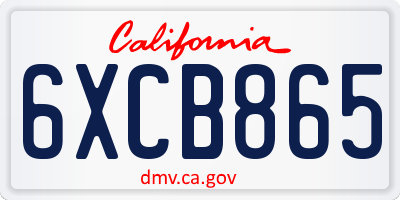 CA license plate 6XCB865