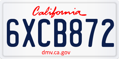 CA license plate 6XCB872
