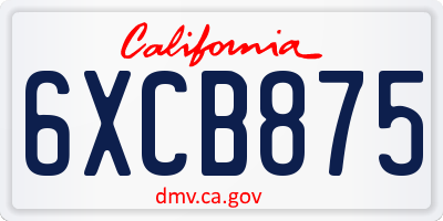 CA license plate 6XCB875