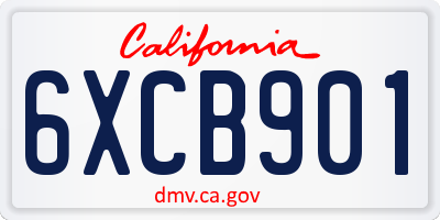CA license plate 6XCB901