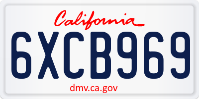 CA license plate 6XCB969