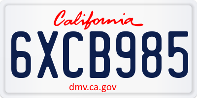 CA license plate 6XCB985