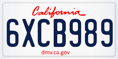 CA license plate 6XCB989