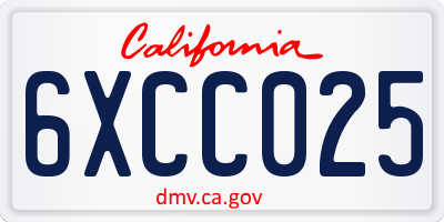CA license plate 6XCC025