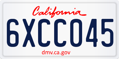 CA license plate 6XCC045