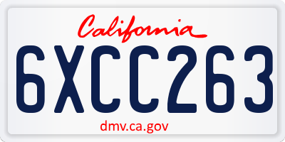 CA license plate 6XCC263