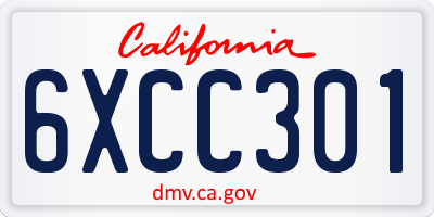 CA license plate 6XCC301