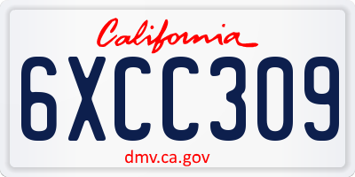 CA license plate 6XCC309