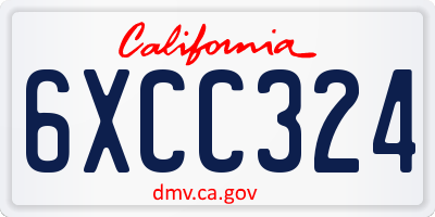 CA license plate 6XCC324
