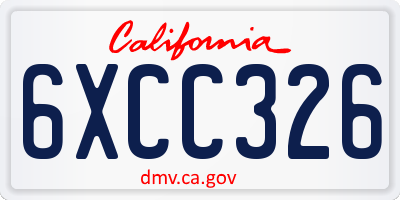 CA license plate 6XCC326