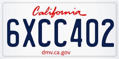 CA license plate 6XCC402
