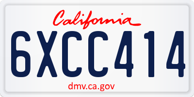 CA license plate 6XCC414