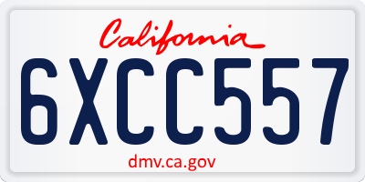 CA license plate 6XCC557