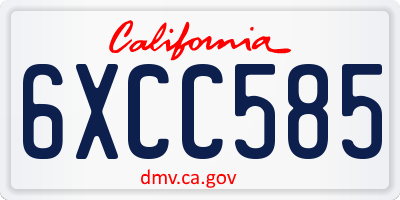 CA license plate 6XCC585