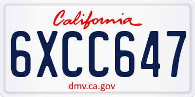 CA license plate 6XCC647