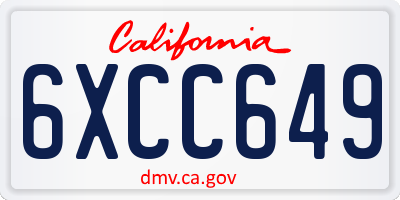 CA license plate 6XCC649