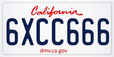 CA license plate 6XCC666