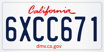 CA license plate 6XCC671
