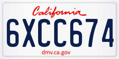 CA license plate 6XCC674