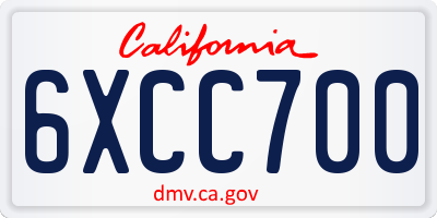CA license plate 6XCC700