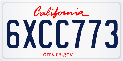 CA license plate 6XCC773