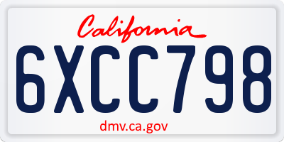 CA license plate 6XCC798