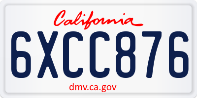CA license plate 6XCC876