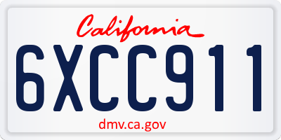 CA license plate 6XCC911