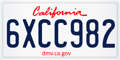 CA license plate 6XCC982