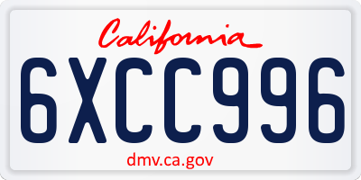 CA license plate 6XCC996