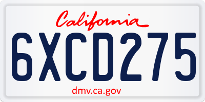 CA license plate 6XCD275