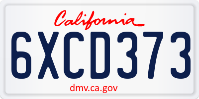 CA license plate 6XCD373