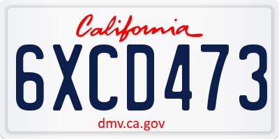 CA license plate 6XCD473