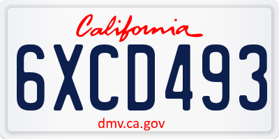 CA license plate 6XCD493