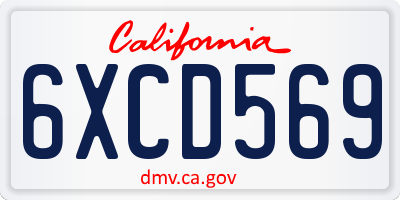 CA license plate 6XCD569