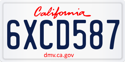 CA license plate 6XCD587