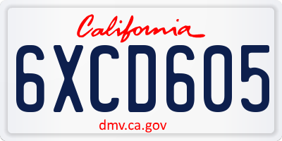 CA license plate 6XCD605