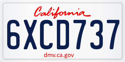 CA license plate 6XCD737