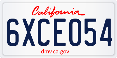 CA license plate 6XCE054