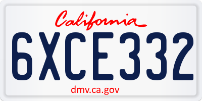 CA license plate 6XCE332