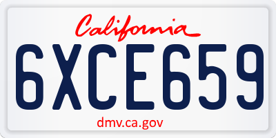 CA license plate 6XCE659