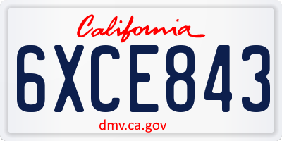 CA license plate 6XCE843